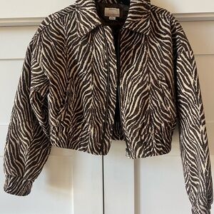 Kimchi Blue Zebra Print Bomber Jacket
